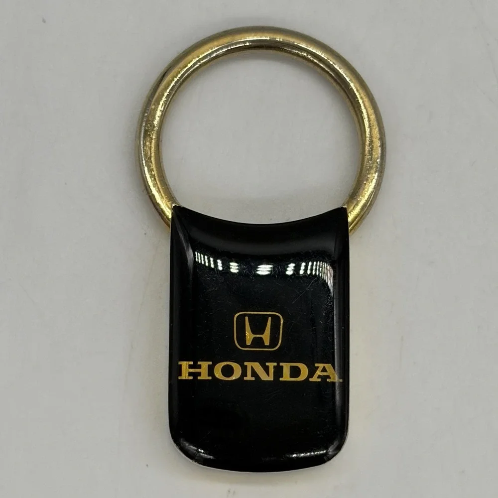 Vintage Honda Keychain Black & Gold Norm Reeves Honda Cerritos California